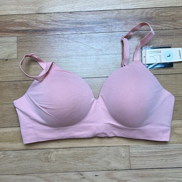 NEW TrueKind Women's L Supportive Comfort Wireless Shaping Bra Pink T Shirt - Picture 1 of 11